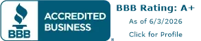 BBB Accredited Business badge with A+ rating